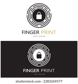 logotipo sencillo de huellas digitales planas, para seguridad, identificación, placa, emblema, tarjeta de visita, digital, vector