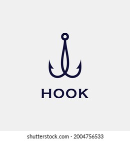 simple flat fishing hook icon logo