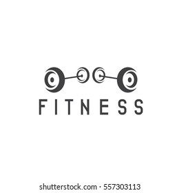 simple flat fitness vector illustration with barbell