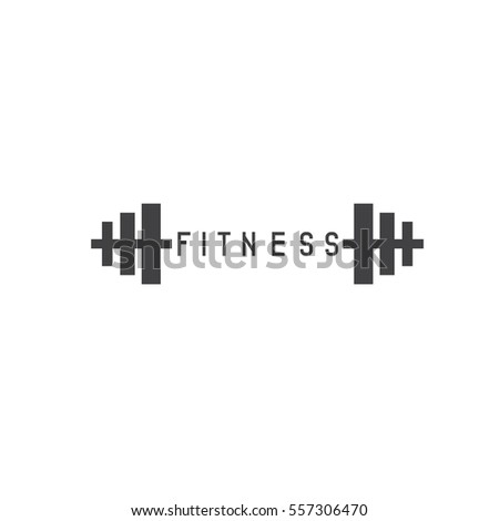 simple flat fitness vector illustration with barbell