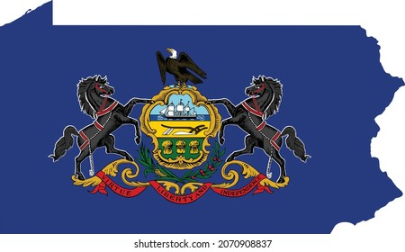Simple flat flag administrative map of the Federal State of Pennsylvania, USA