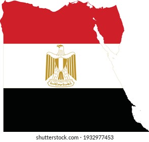 Simple flat flag of the Arab Republic of Egypt cropped inside its map