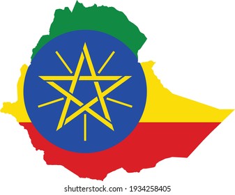 Simple flat flag map of the  Federal Democratic Republic of Ethiopia