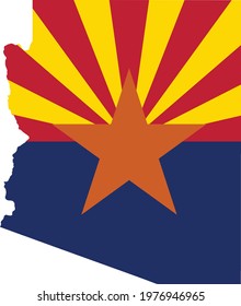 Simple flat flag map of the Federal State of Arizona, USA