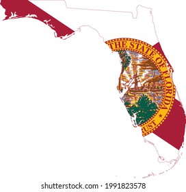 Simple flat flag map of the Federal State of Florida, USA