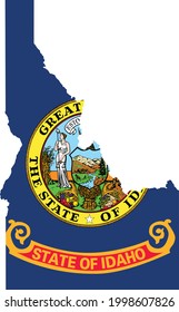 Mapa de bandera plana simple del estado federal de Idaho, EE.UU.