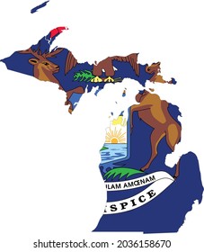 Mapa de bandera plana simple del estado federal de Michigan, EE.UU.