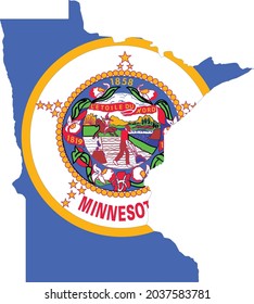 Simple flat flag map of the Federal State of Minnesota, USA