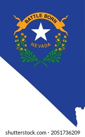 Simple flat flag map of the Federal State of Nevada, USA