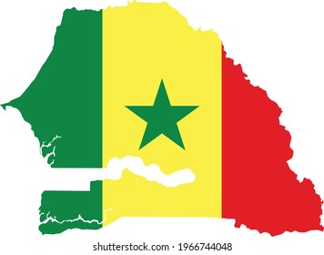 Simple flat flag map of the Republic of Senegal