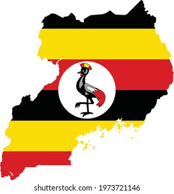 Simple flat flag map of the Republic of Uganda