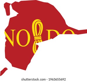 Simple flat flag map of the Spanish regional capital city of Seville, Spain