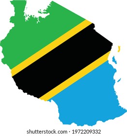 Simple flat flag map of the United Republic of Tanzania
