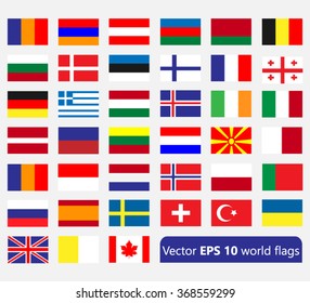 simple flat flags isolated on white background