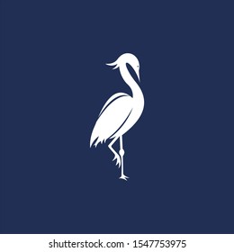 simple flat flamingo line art vector logo design