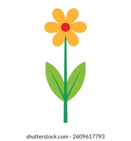 Simple Flat Flower Clipart – Minimalist Botanical Graphic Design