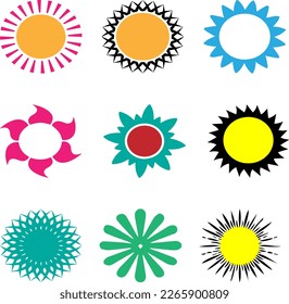 simple flat flower icons in bright colors