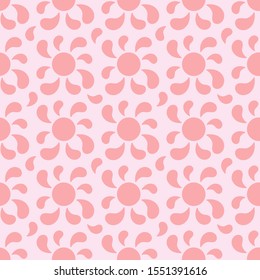 Simple flat flowers with petals in the form of drops, seamless pattern