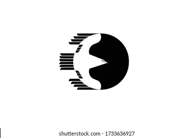 simple flat flying eagle logo silhuette with circle shape perfect for strong brand like military or describe patriotism