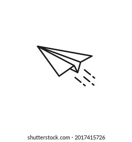 Simple Flat Flying Paper Plane Icon Illustration Design, Paper Plane Symbol with Outlined Style Template Vector