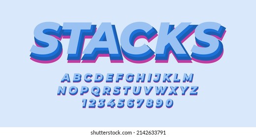 simple flat font alphabet effect