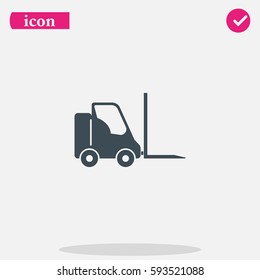 Simple Flat Fork Lift Truck Vector Icon.  Car Loader Illustration.