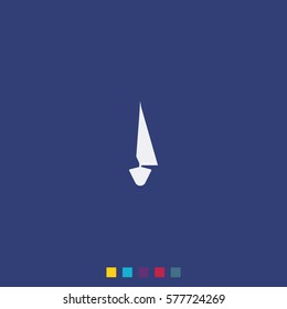 Simple flat front view sailboat icon.