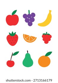 Formas de fruta planas simples colecciones