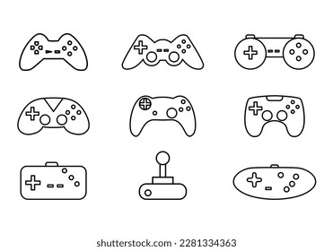 Simple and flat gaming symbol. Game controller icon vector set. Joystick vector