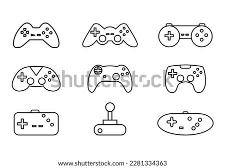 Simple and flat gaming symbol. Game controller icon vector set. Joystick vector