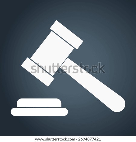 Simple, flat gavel icon with a sound block, symbolizing law, justice, authority, and official decision-making. Great for legal or auction themes.
