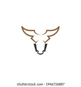 Simple and flat genuine leather shoes icon. Vector shoes and bull head logo idea for the business card, branding and corporate identity.
