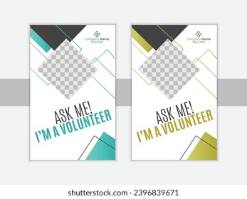 Diseño simple de tarjeta de identificación geométrica plana, vector profesional de plantilla de tarjeta de identidad para empleados, voluntarios y otros
