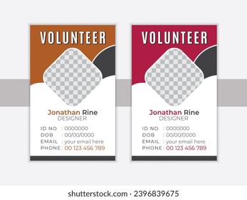 Simple Flat Geometric Id Card Design, Professional Identity Card Template Vector for Employee, Volunteer and Others