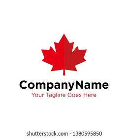 simple flat geometric Red Canada maple leaf logo design vector template illustration
