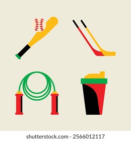 Simple flat geometric sports equipment