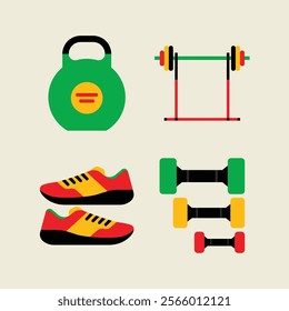 Simple flat geometric sports equipment