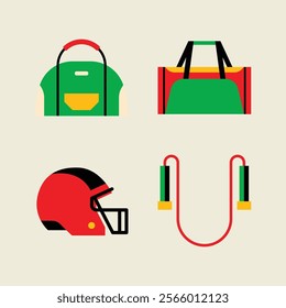 Simple flat geometric sports equipment