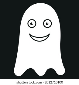 Simple flat ghost illustration. Halloween vector icon. Cute cartoon characters. 