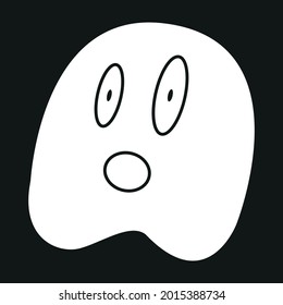Simple flat ghost illustration. Halloween vector icon. Cute cartoon characters. 