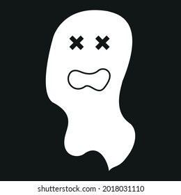 Simple ilustración de fantasma plano. Icono vector de Halloween. Personajes de dibujos animados. 