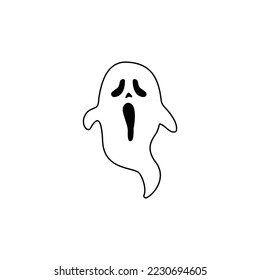 simple flat ghosts. ghost face, halloween scary ghostly monsters. Cute cartoon spooky character.