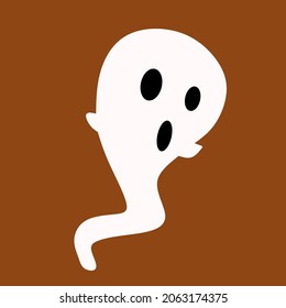Einfache flache Geister. Halloween-Höllenjämmerliche Monster. Cute Cartoon Spooky Character.Cute fliegender Geist auf braunem Hintergrund