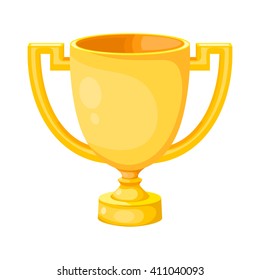 Simple flat gold cup winner with two handles on a white background. Vector cup isolate. Vector Icon prize winner of the competition.  Athletic pride. Stock vector