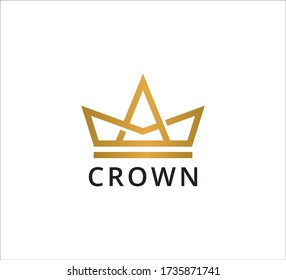 Simple Flat Golden Crown, Symbol Of Luxury High Quality, Icon And Logo For Jewelry Maker, Luxurious Watch, Vector Graphic Design Template