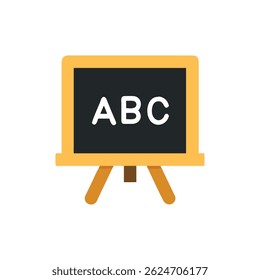 A simple flat graphic of an ABC blackboard in yellow frame against a black backdrop. Clean design style.