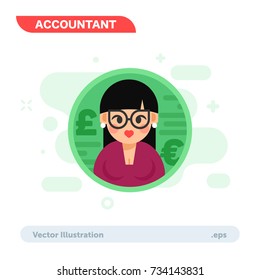 Simple Flat Graphic business lady Character Vector Illustration