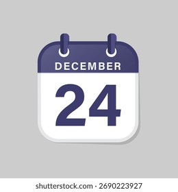 A simple, flat graphic calendar showing the date December 24, essential for holiday planning