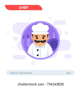 Simple Flat Graphic Chief Cook Character Vector Illustration