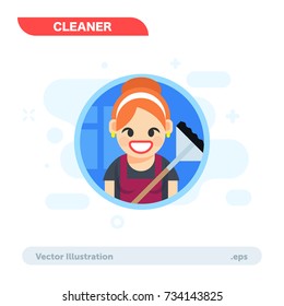 Simple Flat Graphic Housewife Character Vector Illustration